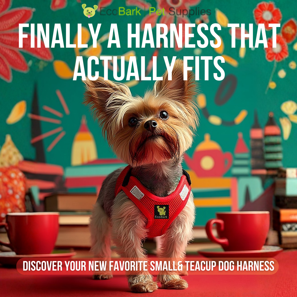 Red Step-In Dog Harness, Reflective Mesh, Teacup to XL