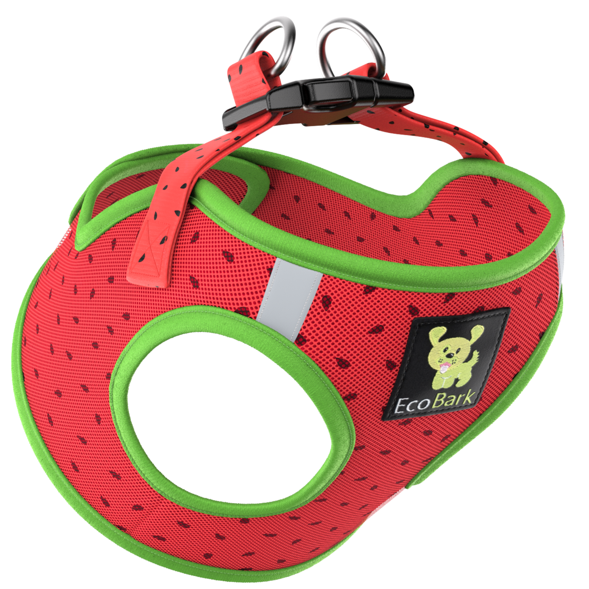 Watermelon Step-In Dog Harness, Reflective Mesh, Teacup to XL, EcoBark Pet Supplies, sold through Sniff and Shift