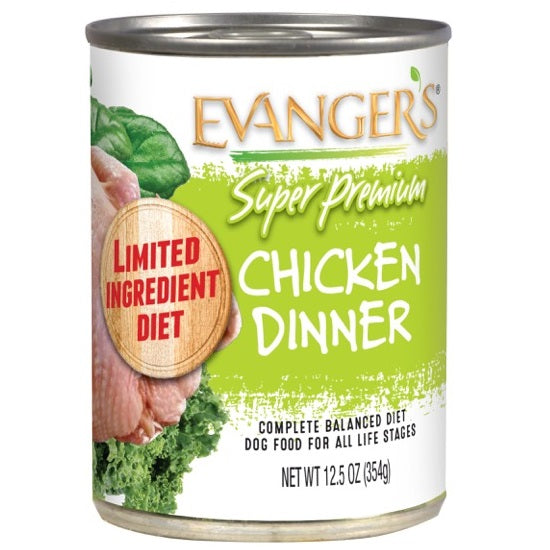 12.5 ounce can of Evanger's Super Premium Chicken Dinner wet dog food