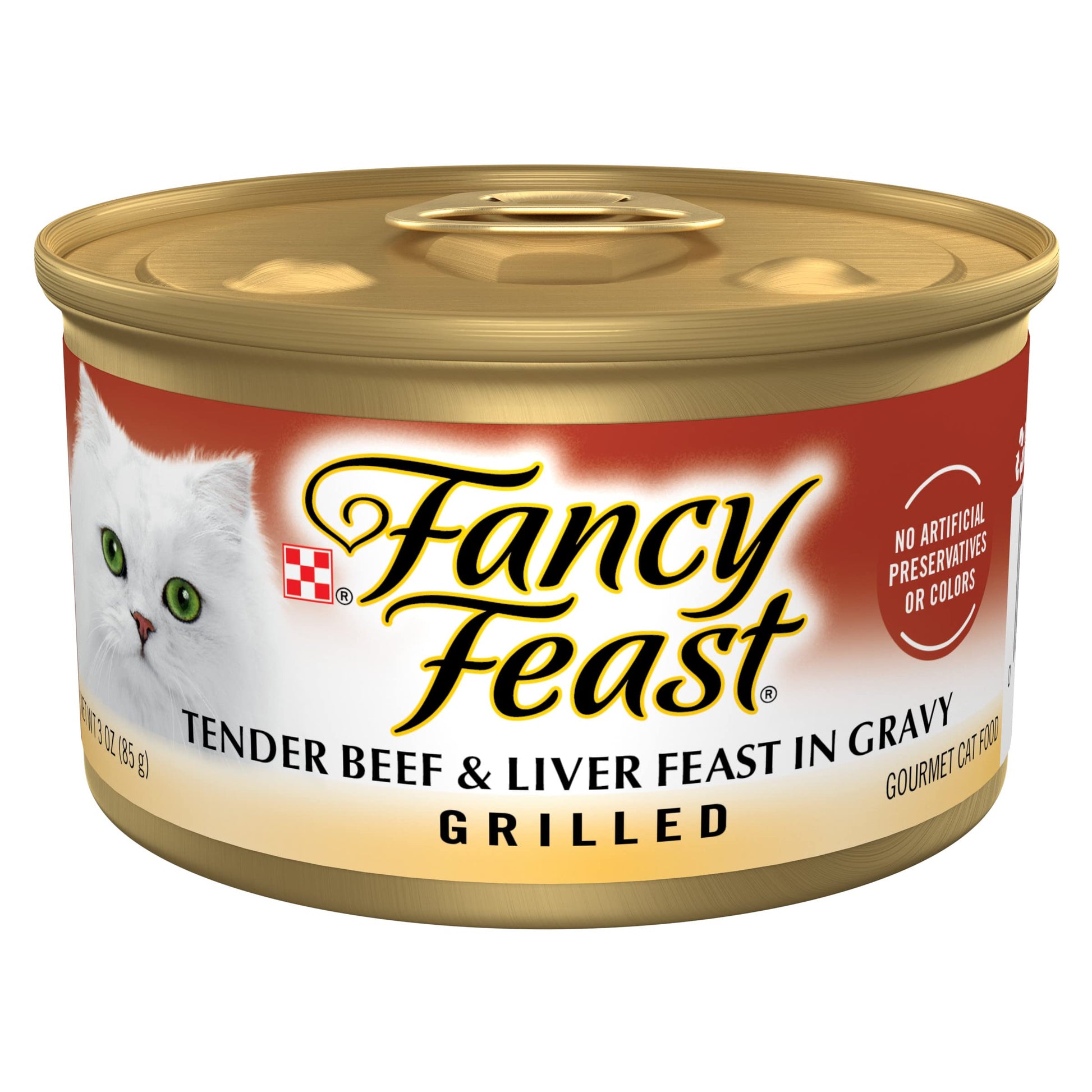 Fancy Feast beef and liver grilled cuts in broth wet cat food, 3 ounce can