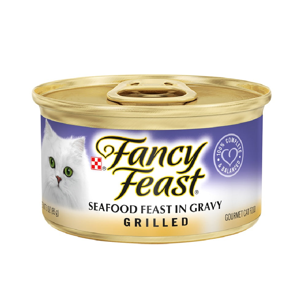 Can of Fancy Feast Grilled Seafood Feast wet cat food, 3oz