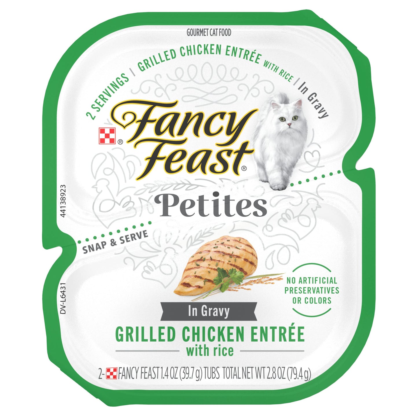 Fancy Feast grilled chicken and rice gravy wet cat food, 2.8 ounce twin-serving tray