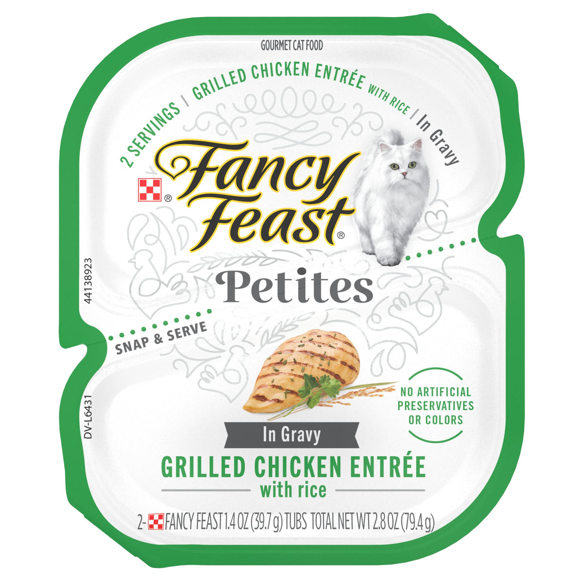 Fancy Feast grilled chicken and rice gravy wet cat food, 2.8 ounce twin-serving tray
