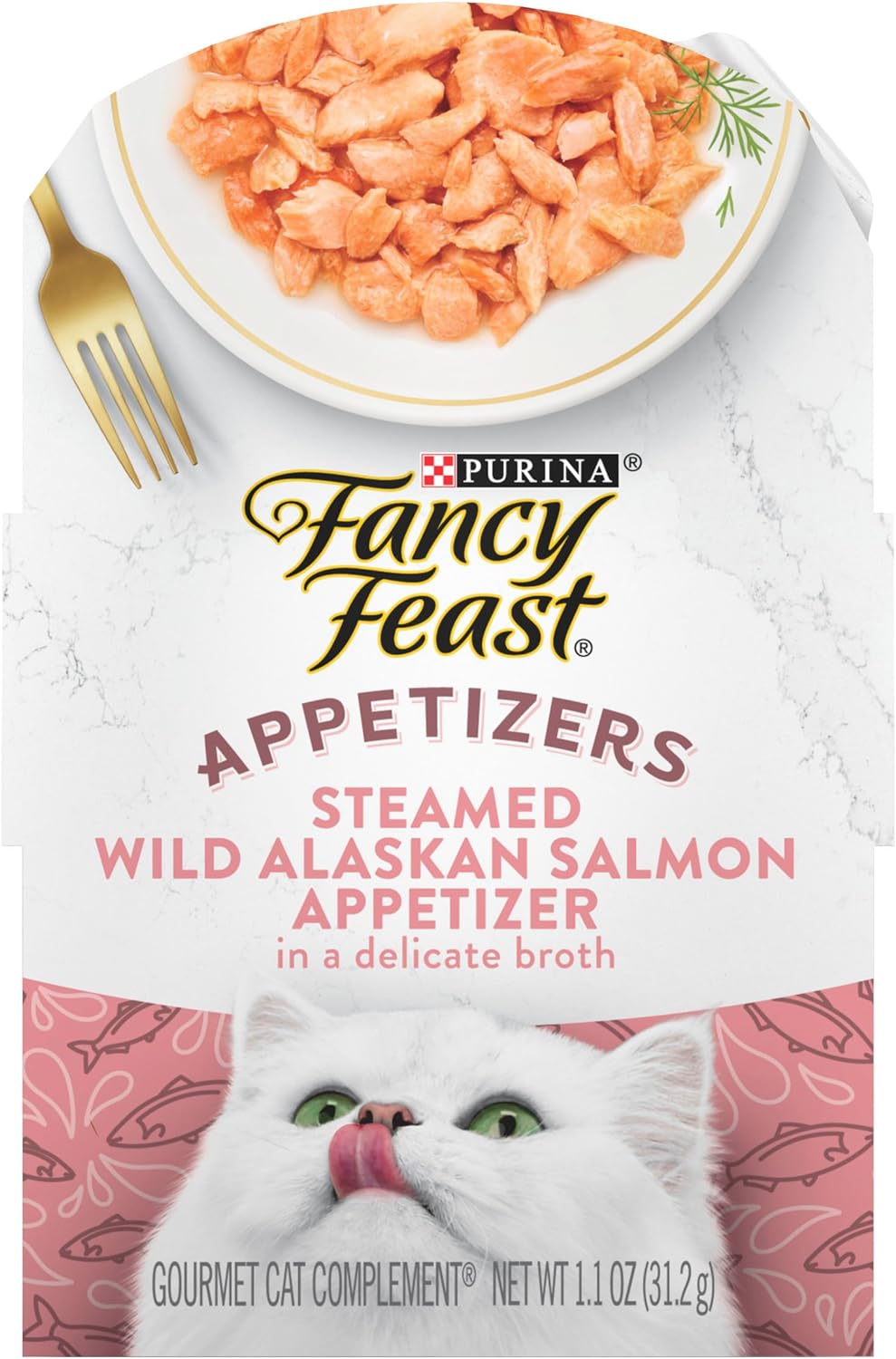 Fancy Feast salmon broth wet cat food, 1.1 ounce tray
