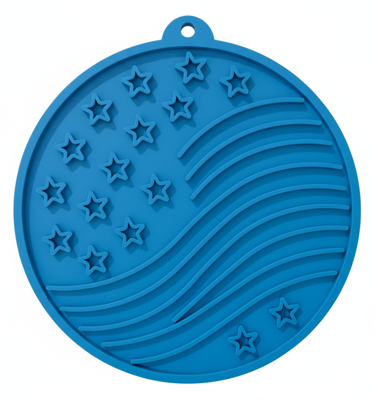 USA-K9 Stars and Stripes eMat lick mat with suction cups in light blue, SodaPup, sold through Sniff and Shift