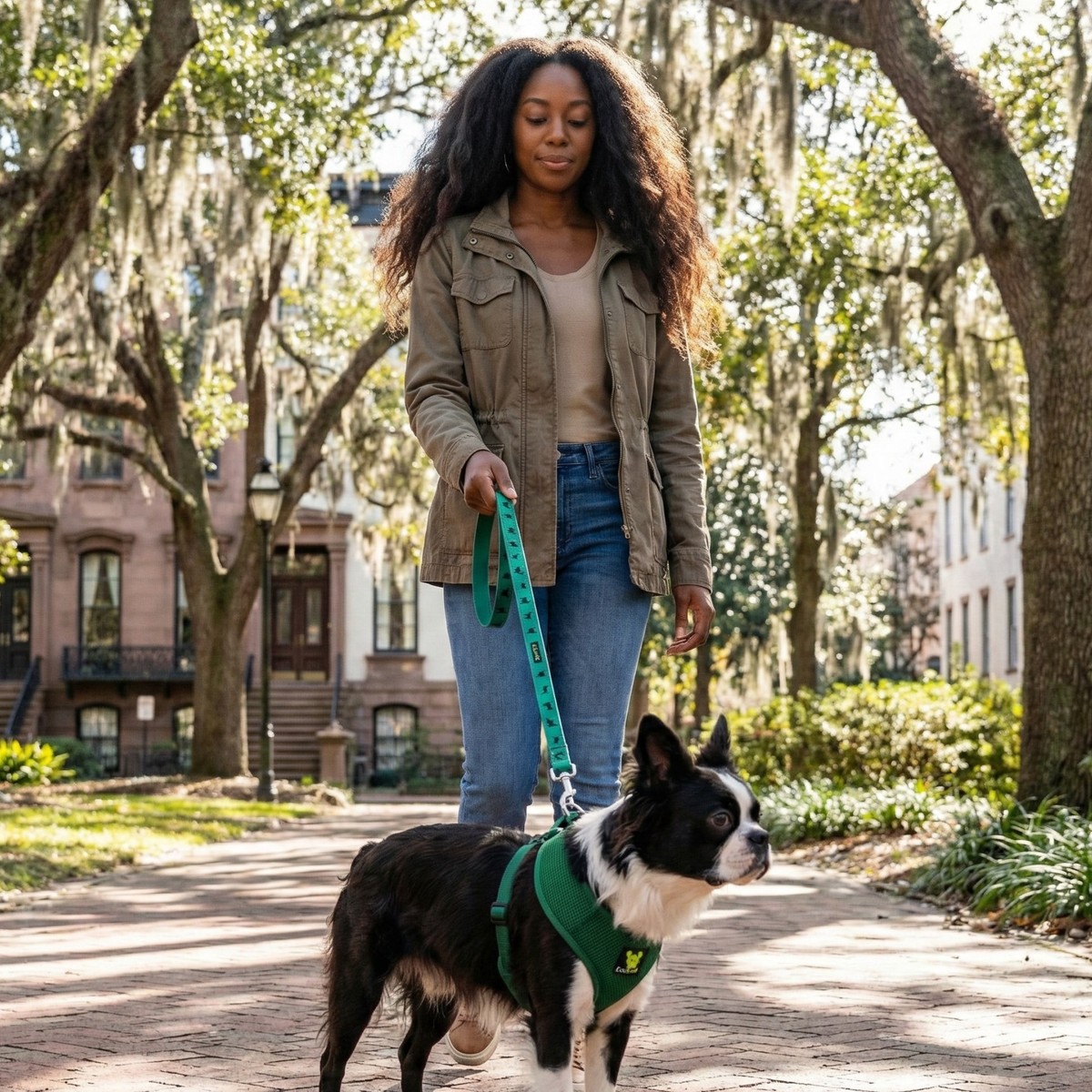 Over-the-Head Dog Harness, Vest Halter, Forest Green