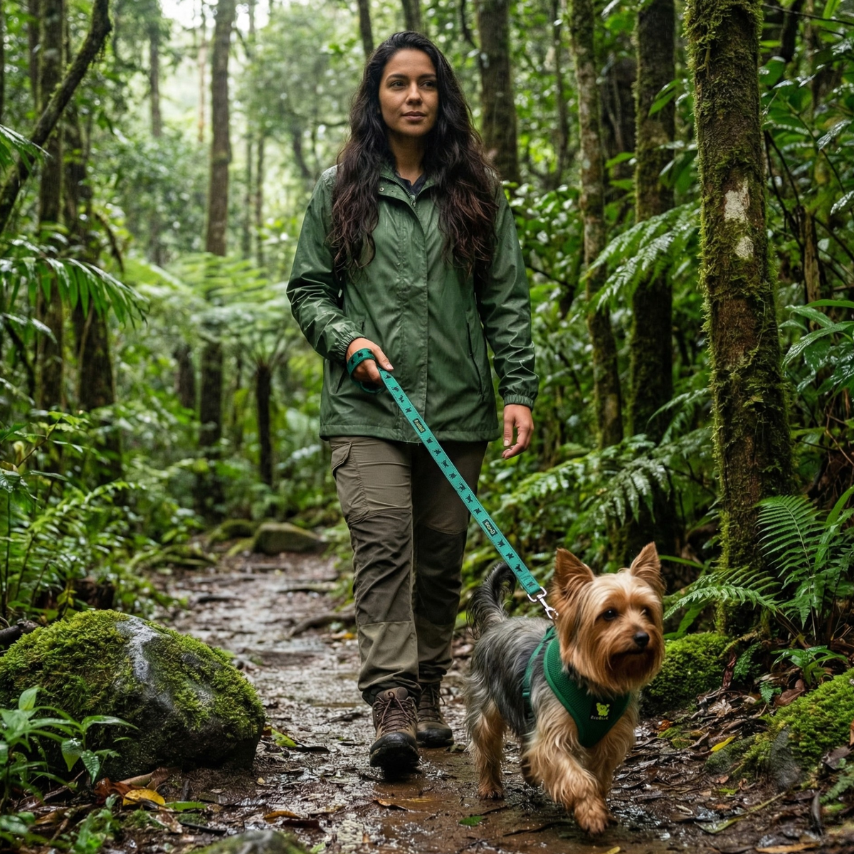 Over-the-Head Dog Harness, Vest Halter, Forest Green