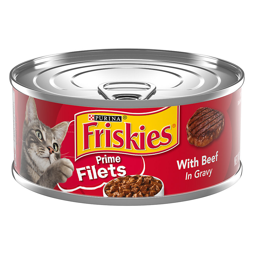 Friskies Prime Filet Beef in Gravy wet cat food can, 5.5oz