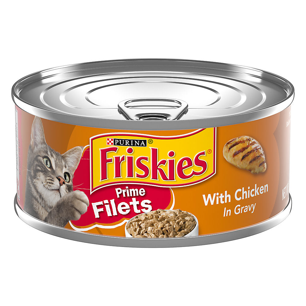 Friskies Prime Filets Chicken in Gravy wet cat food can, 5.5oz