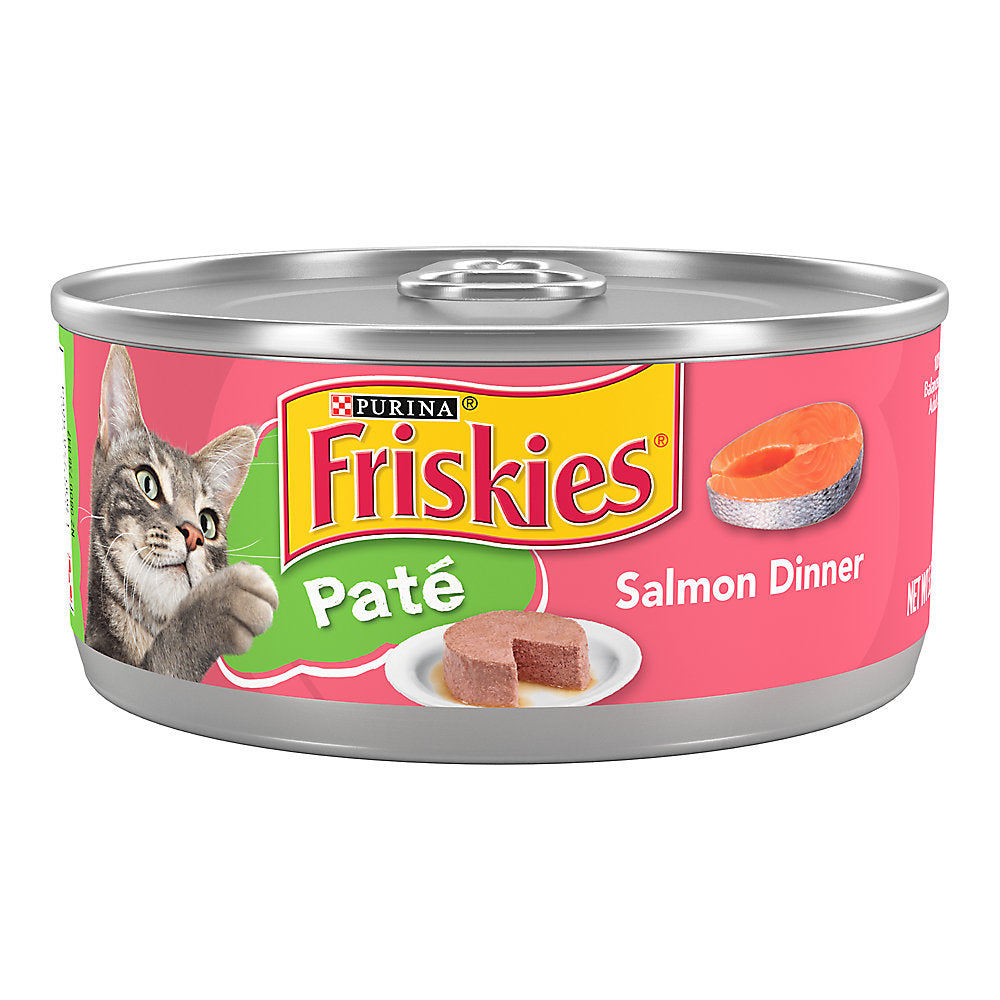 Friskies Salmon Pate wet cat food can, 5.5oz