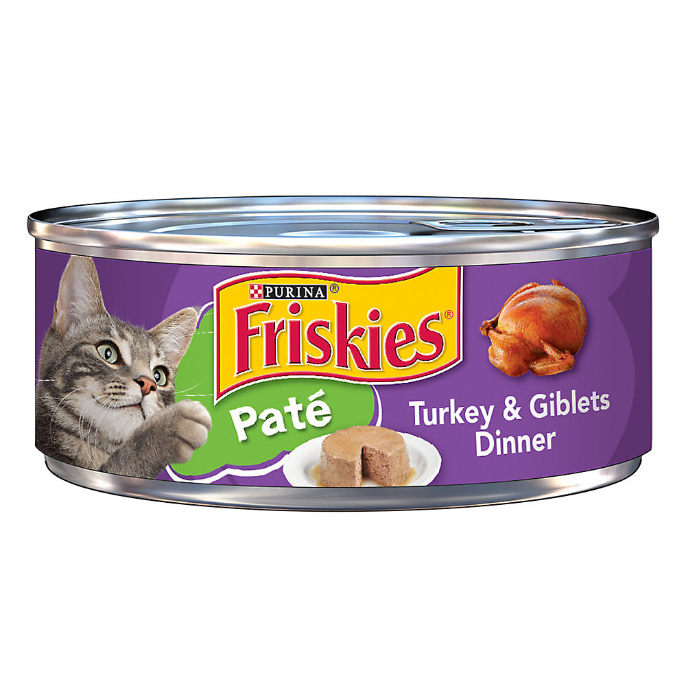 Friskies Turkey & Giblets Pate wet cat food can, 5.5oz