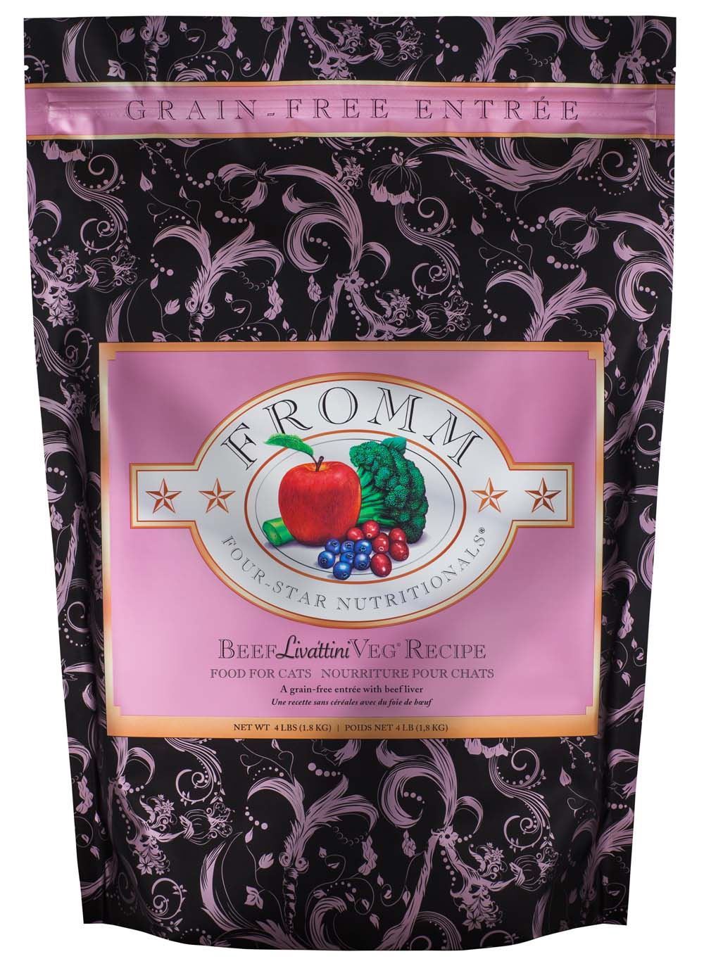 Fromm Four-Star Beef Liva'ttini Veg grain-free dry cat food, 4lb bag