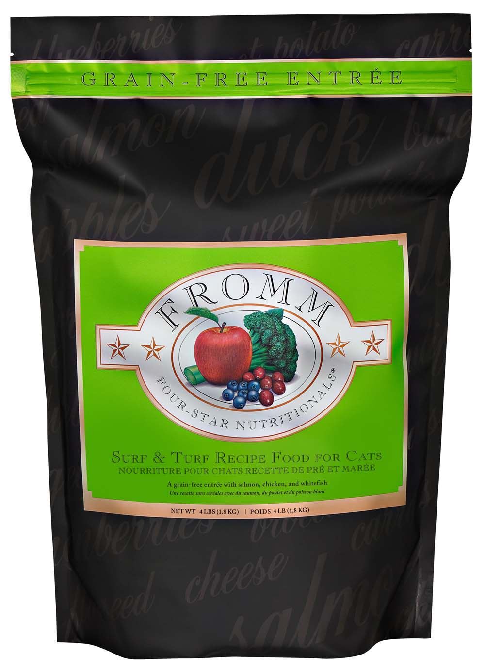 Fromm Four-Star Surf & Turf grain-free dry cat food, 4lb bag