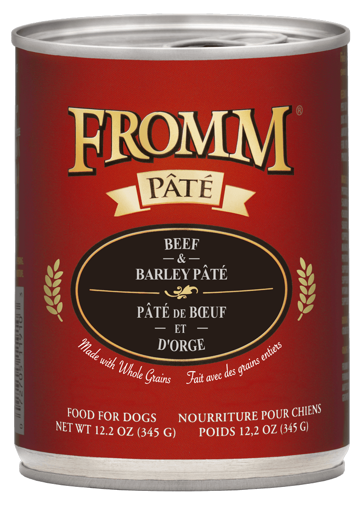 Fromm Beef & Barley Pâté wet dog food can, 12.2oz