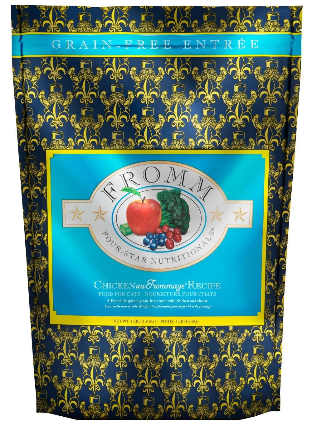Fromm Four-Star Chicken au Frommage grain-free dry cat food bag
