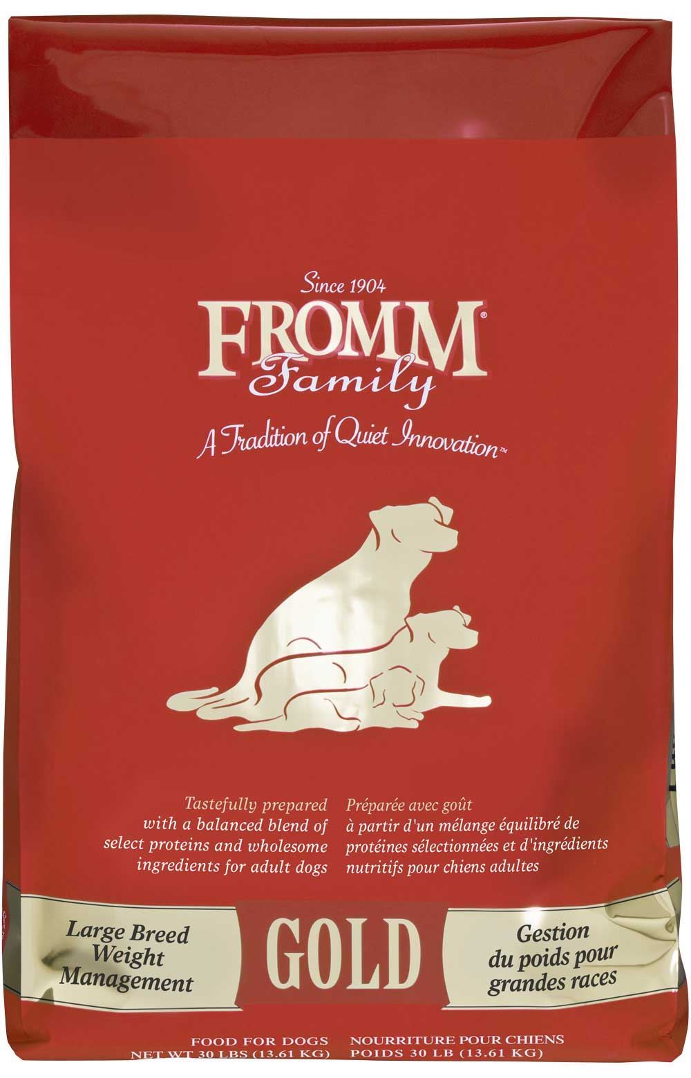 30lb bag of Fromm Gold Large Breed Weight Management Turkey dry dog food