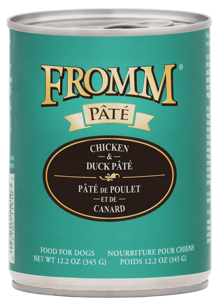 Fromm Chicken & Duck Pâté wet dog food can, 12.2oz