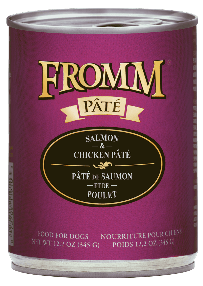 Fromm Salmon & Chicken Pâté wet dog food can, 12.2oz