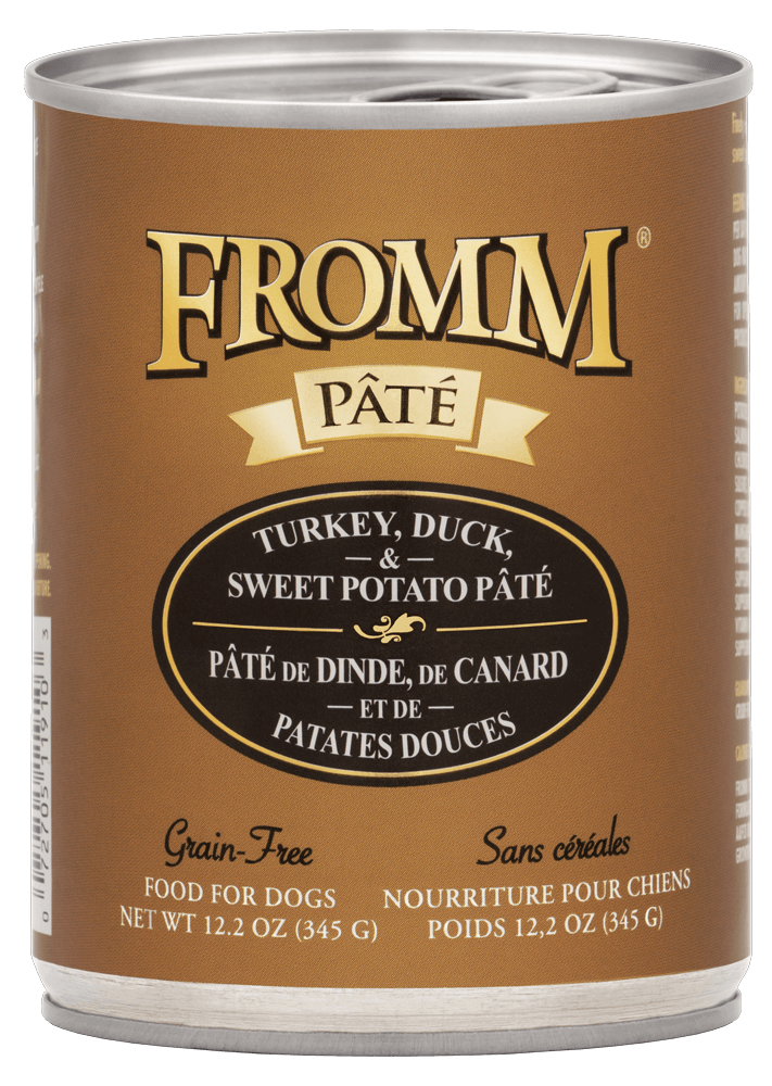 Fromm Turkey, Duck, & Sweet Potato Pâté wet dog food can, 12.2oz