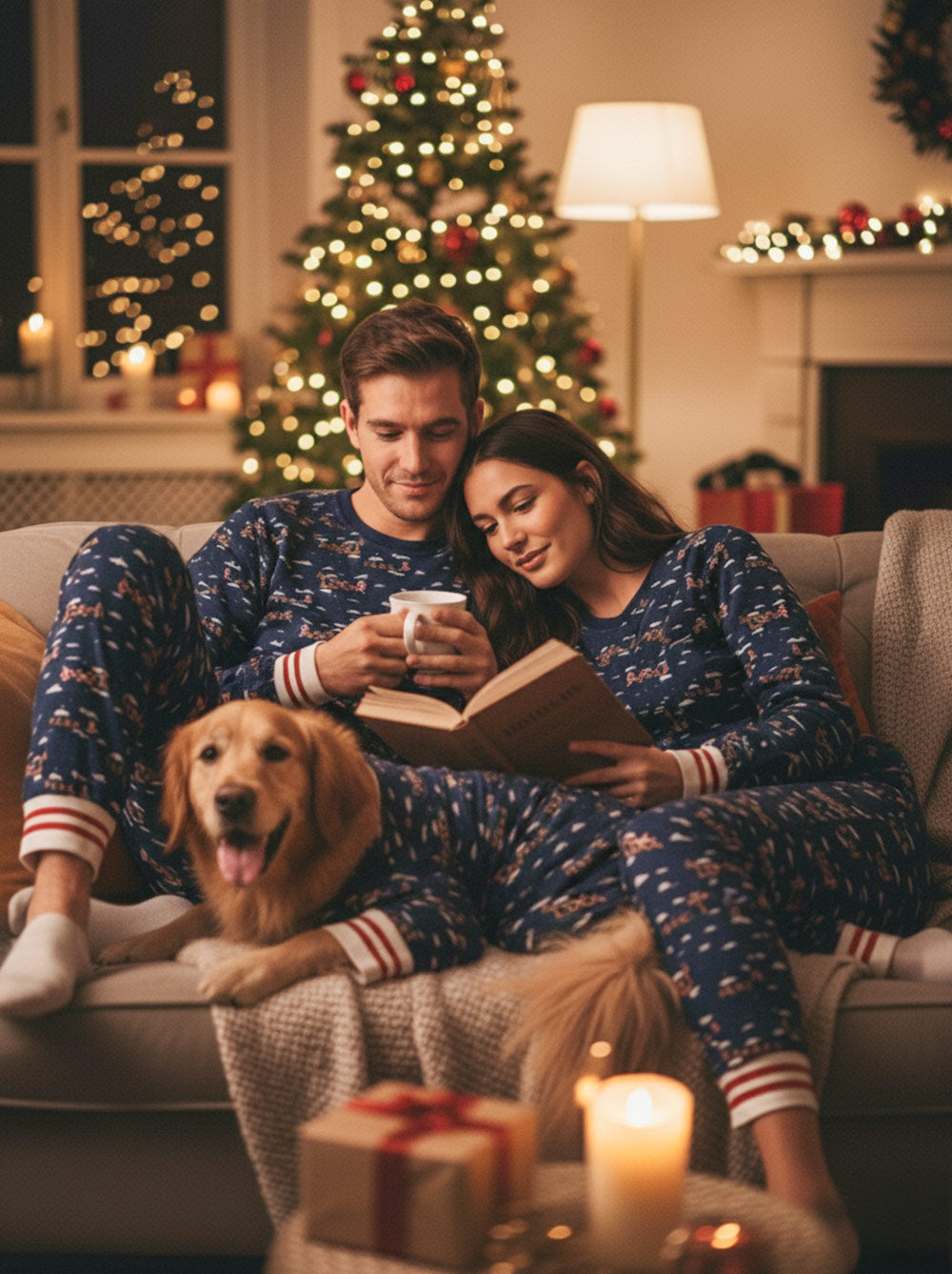 Santa Sleighs Pajama, Dog and Kid Sizes