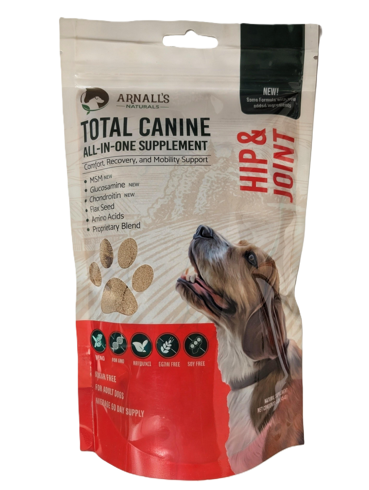 Arnall's Naturals Total Canine Hip & Joint supplement package for dogs