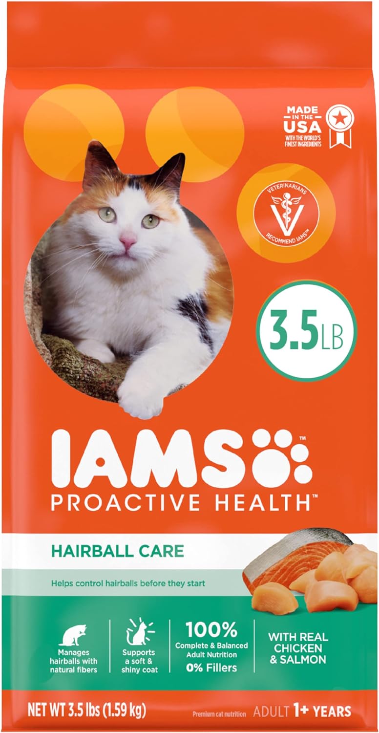 Iams Proactive Health Hairball Care dry cat food bag, 3.5 lb
