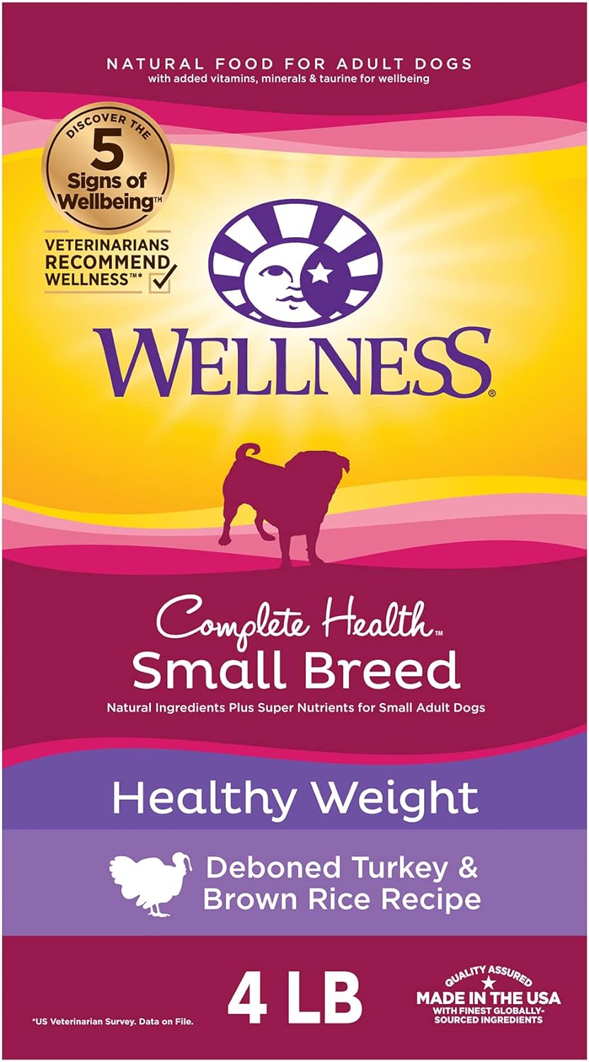 Bag of Wellness Complete Health Small Breed Healthy Weight Turkey & Brown Rice dry dog food