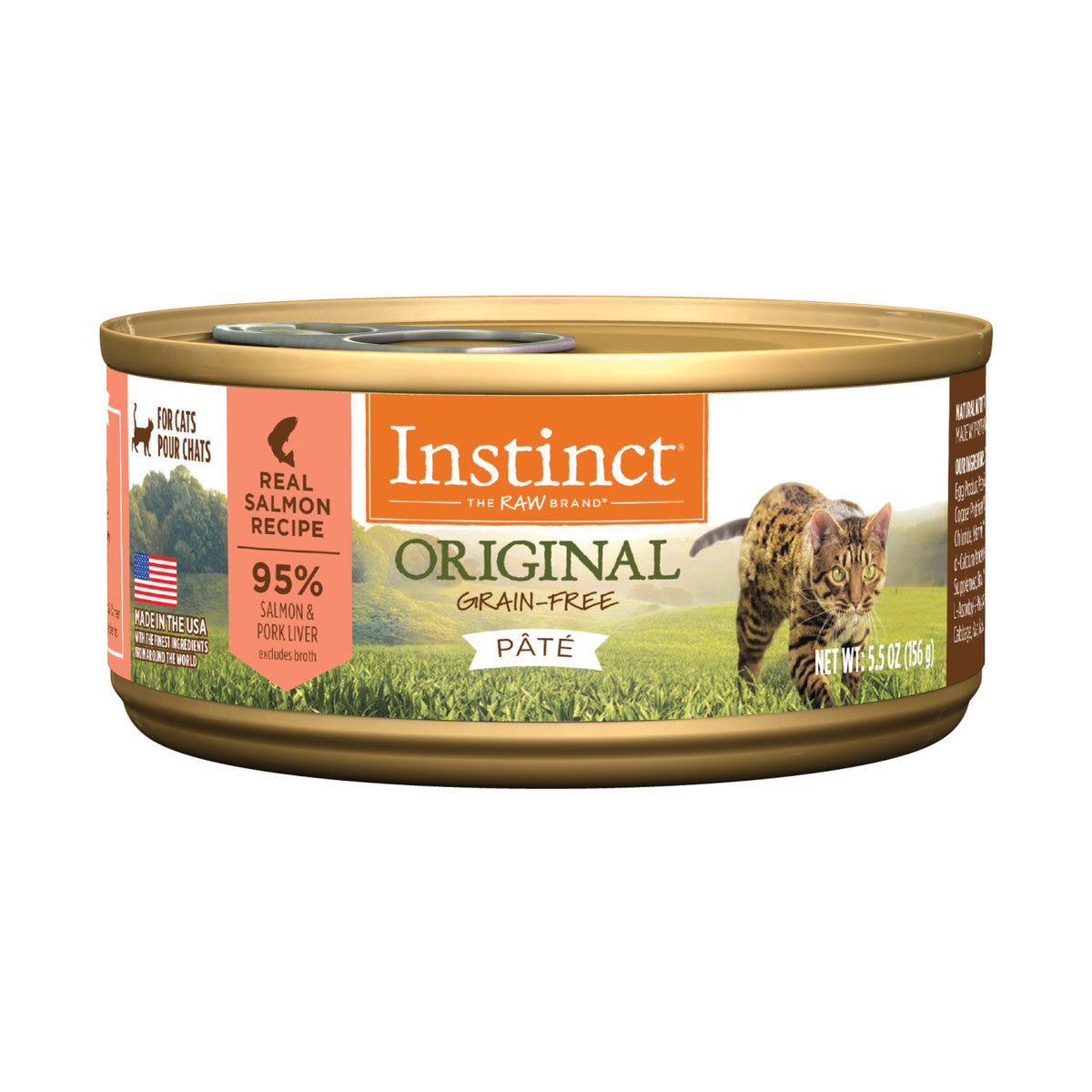 Can of Instinct Original Pate Real Salmon wet cat food, 3 ounce