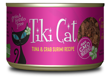 Tiki Cat Lanai Grill Tuna and Crab Surimi can, 2.8 oz