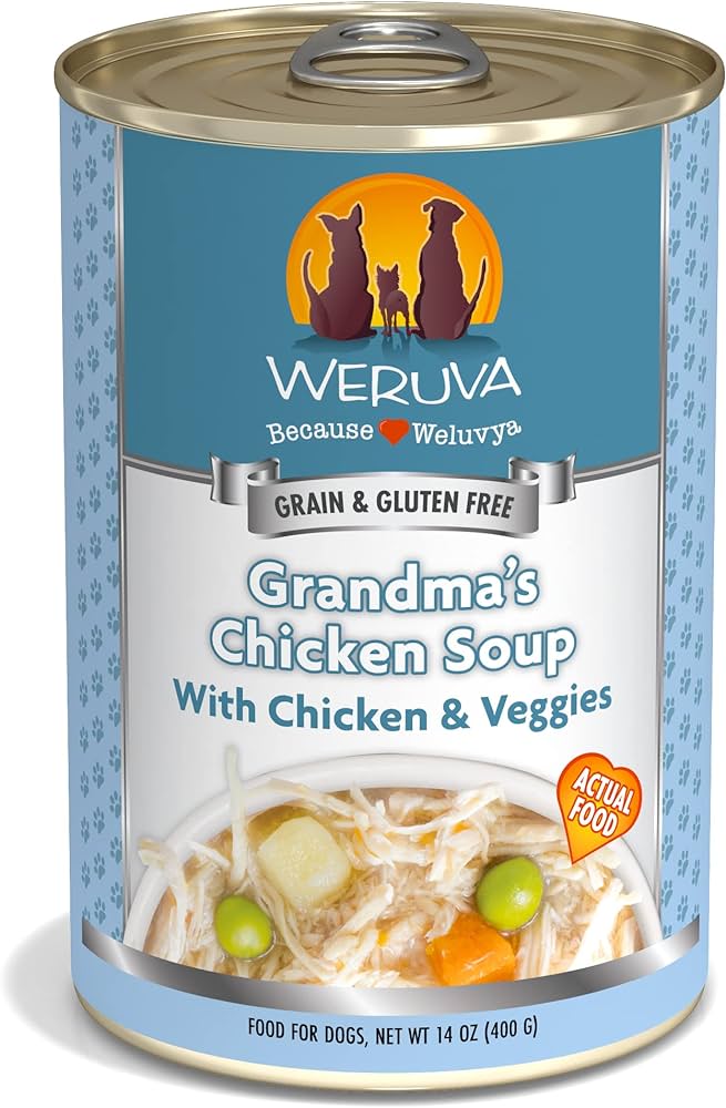 14oz can of Weruva Grandma's Chicken Soup wet dog food