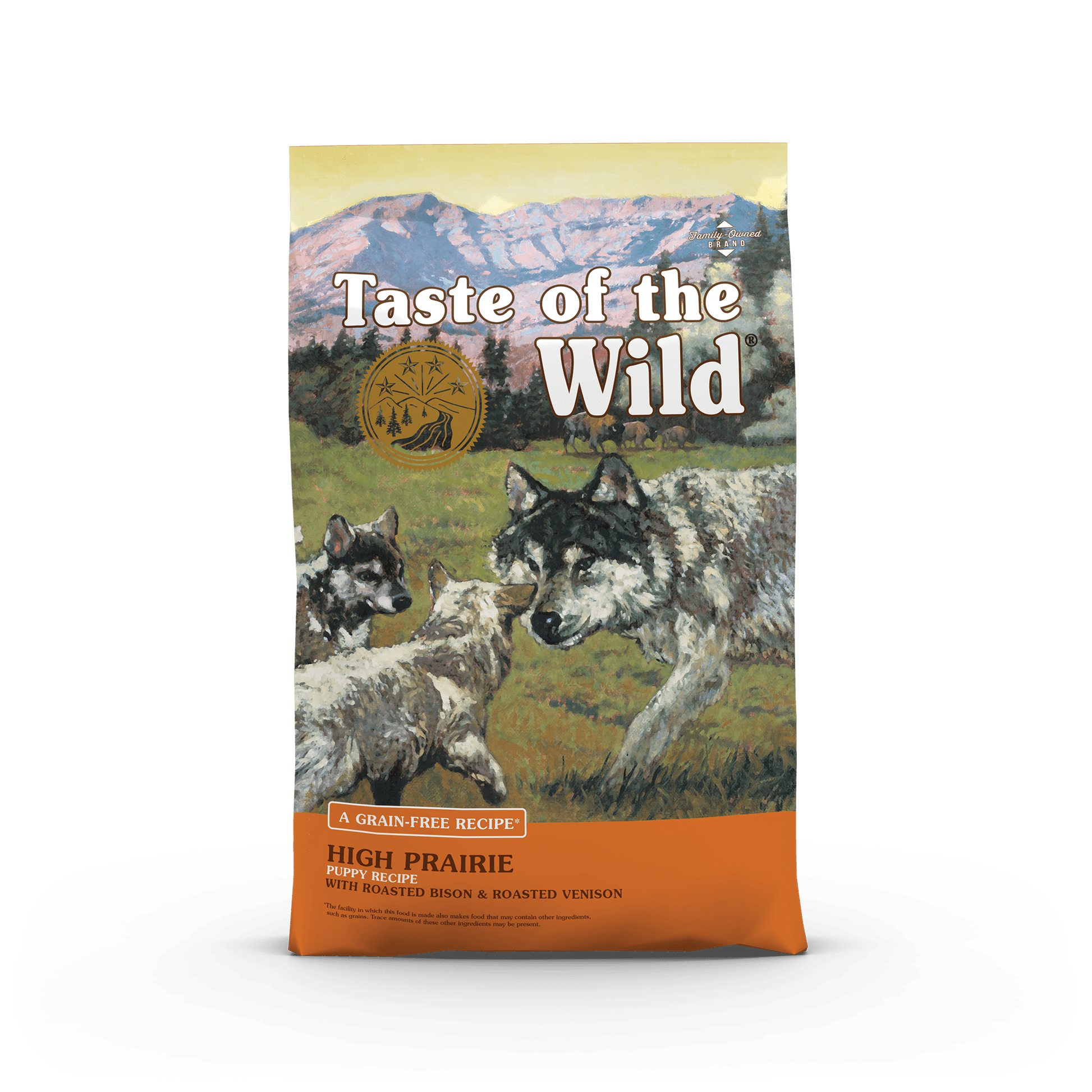 28lb bag of Taste of the Wild Puppy High Prairie Bison and Venison dry dog food