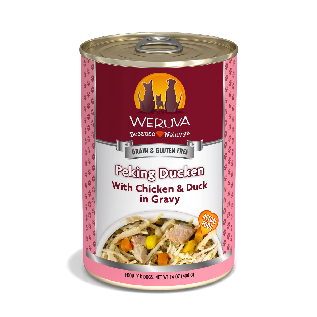 Can of Weruva Peking Ducken wet dog food, 14oz