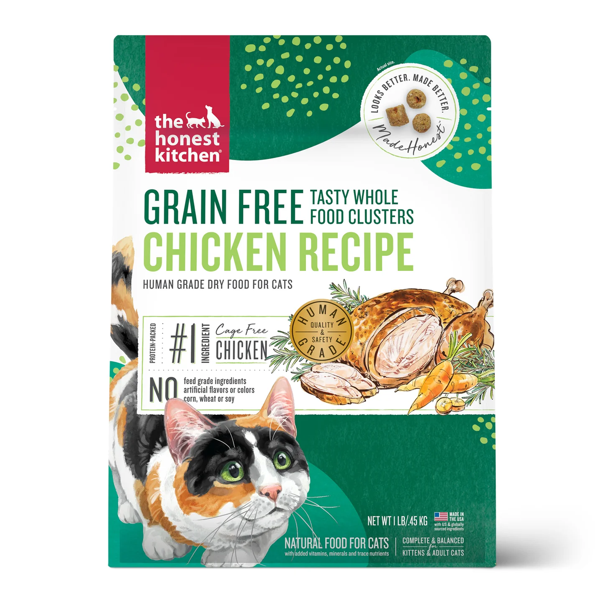 Honest Kitchen Grain Free Chicken Whole Food Clusters dry cat food, 1lb bag