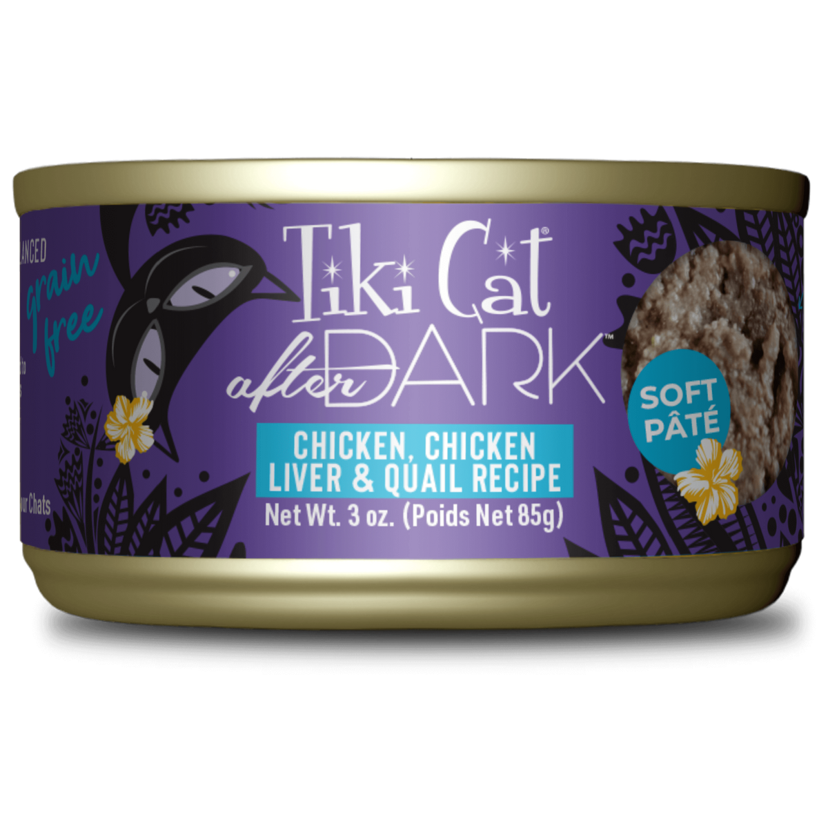 Tiki Cat After Dark Chicken, Chicken Liver and Quail soft pate can, 3 oz