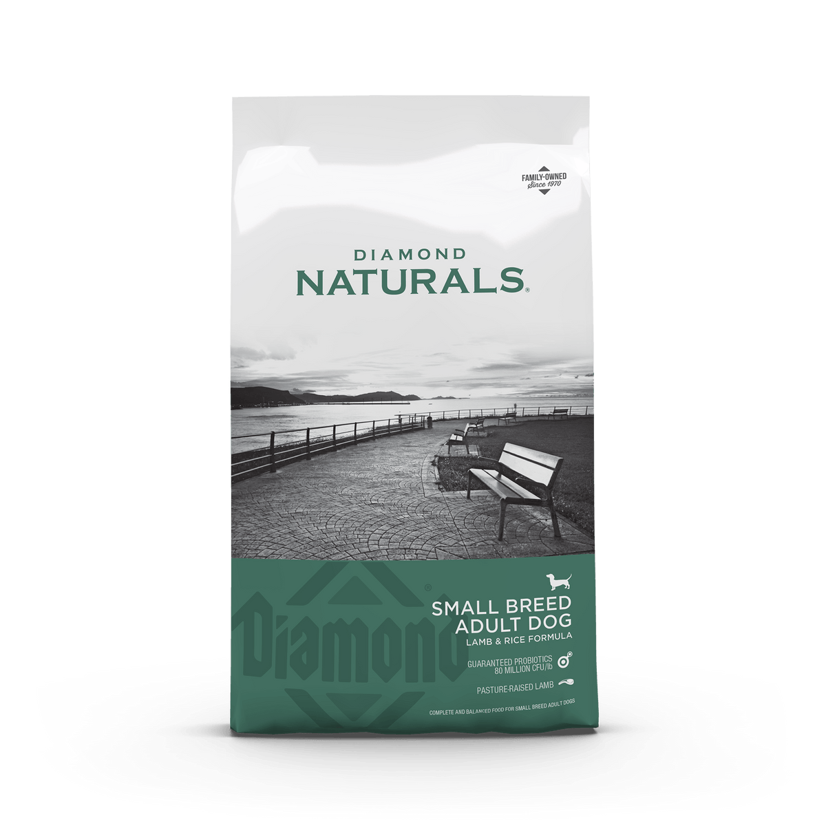 Bag of Diamond Naturals Small Breed Adult Dog Lamb & Rice dry dog food, 6lb size