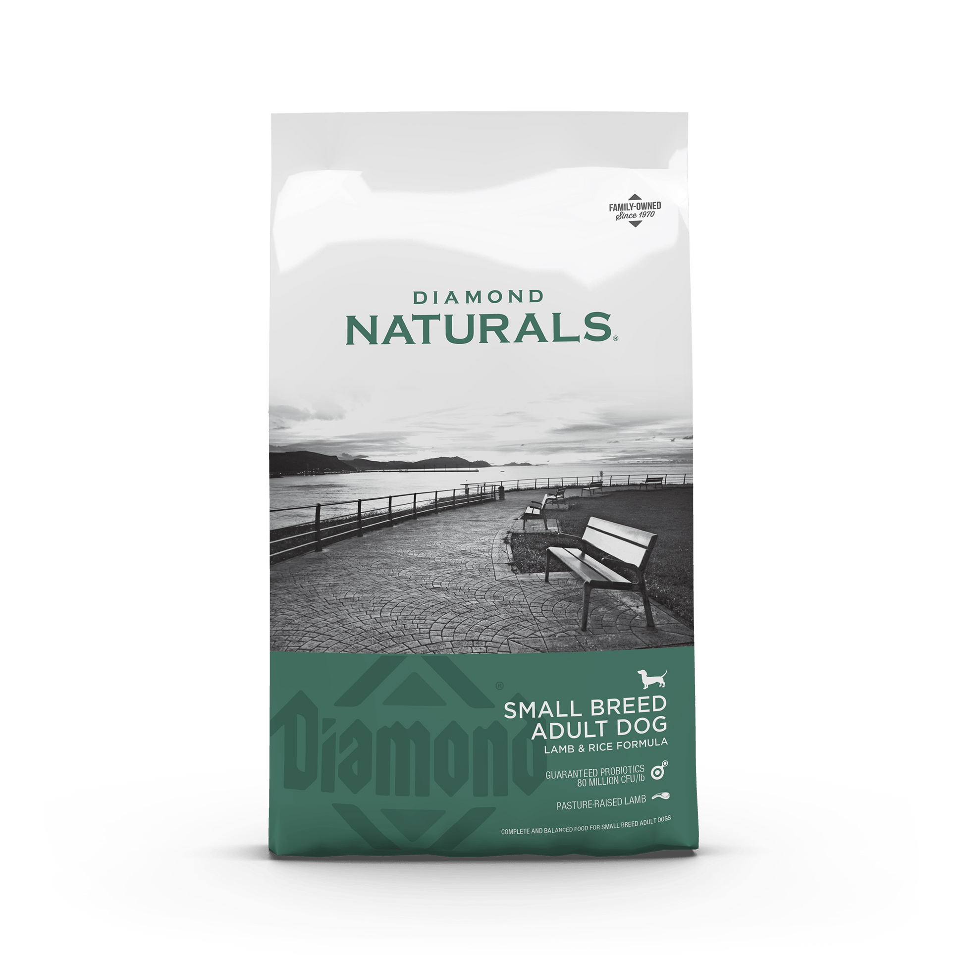 Bag of Diamond Naturals Small Breed Adult Dog Lamb & Rice dry dog food, 6lb size