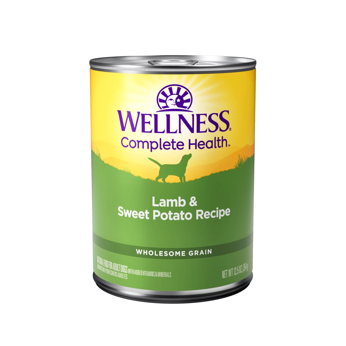 Can of Wellness Adult Lamb and Sweet Potato wet dog food