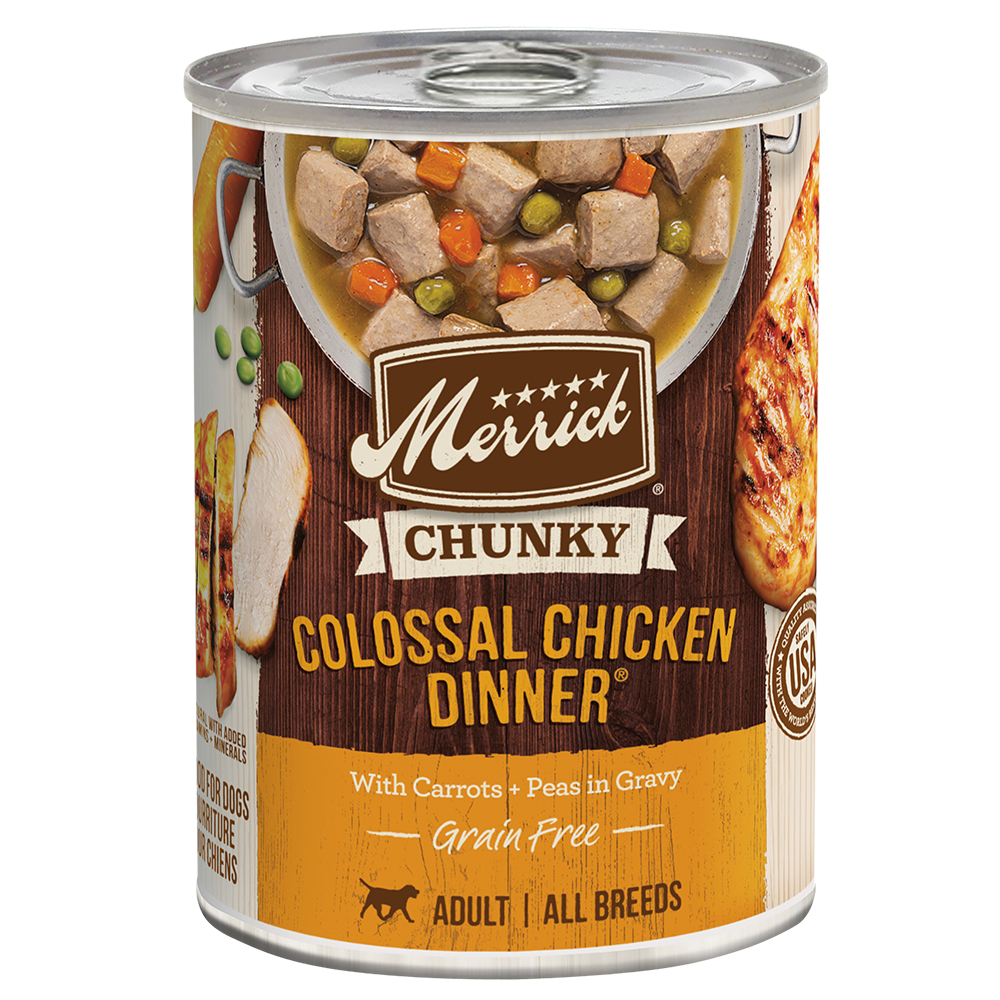 Merrick Chunky Grain Free Colossal Chicken canned dog food, 12.7 oz can