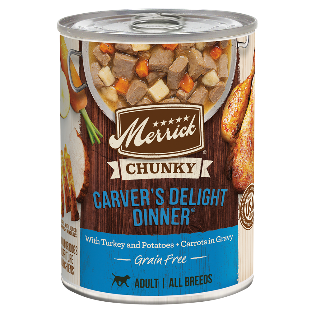 Merrick Chunky Grain Free Carver's Delight Dinner canned dog food, 12.7 oz can