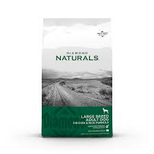 Bag of Diamond Naturals Adult Large Breed Chicken and Rice dry dog food, 40lb size