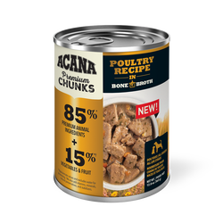 Acana Premium Chunks Poultry in bone broth wet dog food can, 12.8oz