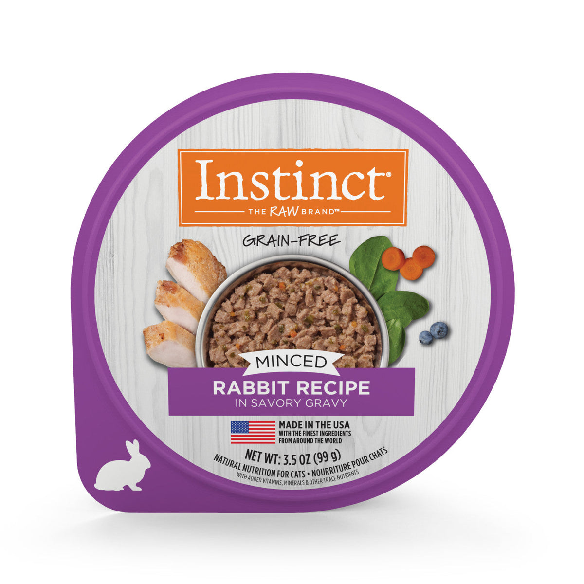 Instinct Grain-Free Minced Rabbit cat food cup, 3.5 oz