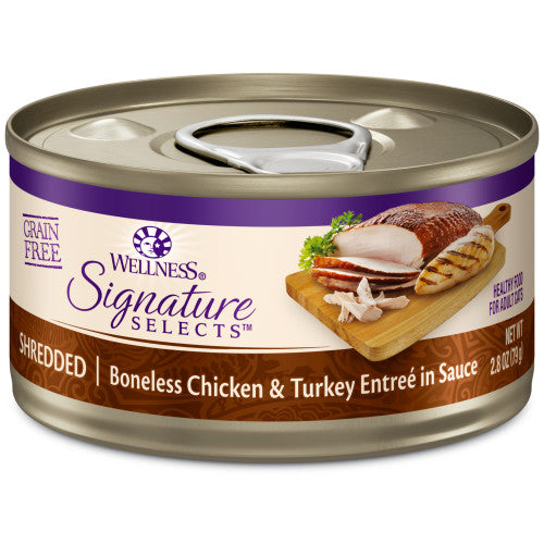 Wellness Core Adult Signature Select Shredded Chicken and Turkey Entree, 2.8-ounce can