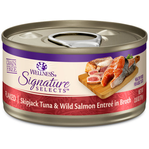 Wellness Core Adult Signature Select Flaked Skipjack Tuna and Salmon Entree, 2.8-ounce can