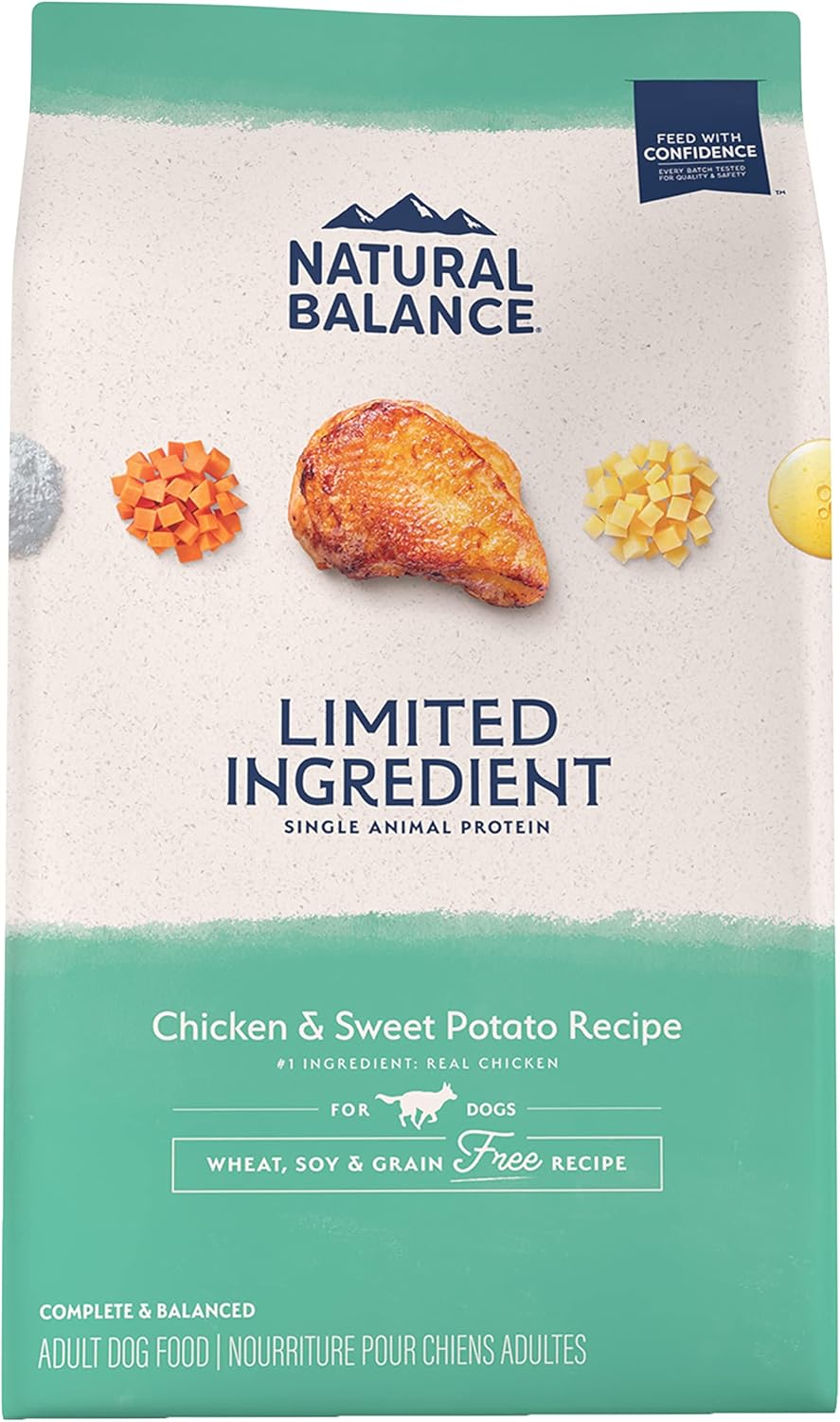 Bag of Natural Balance Limited Ingredient Chicken & Sweet Potato grain free dry dog food