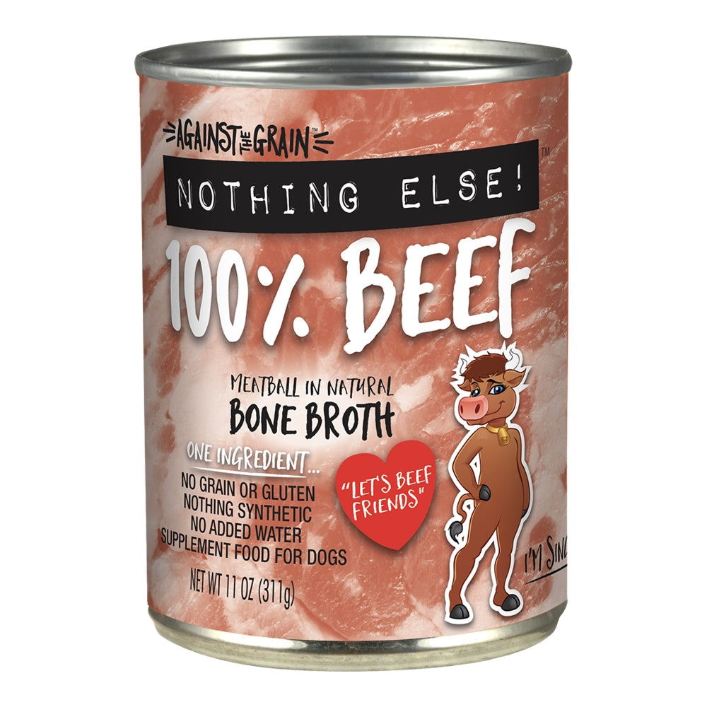 Against the Grain Nothing Else 100% Beef wet dog food can, 11oz