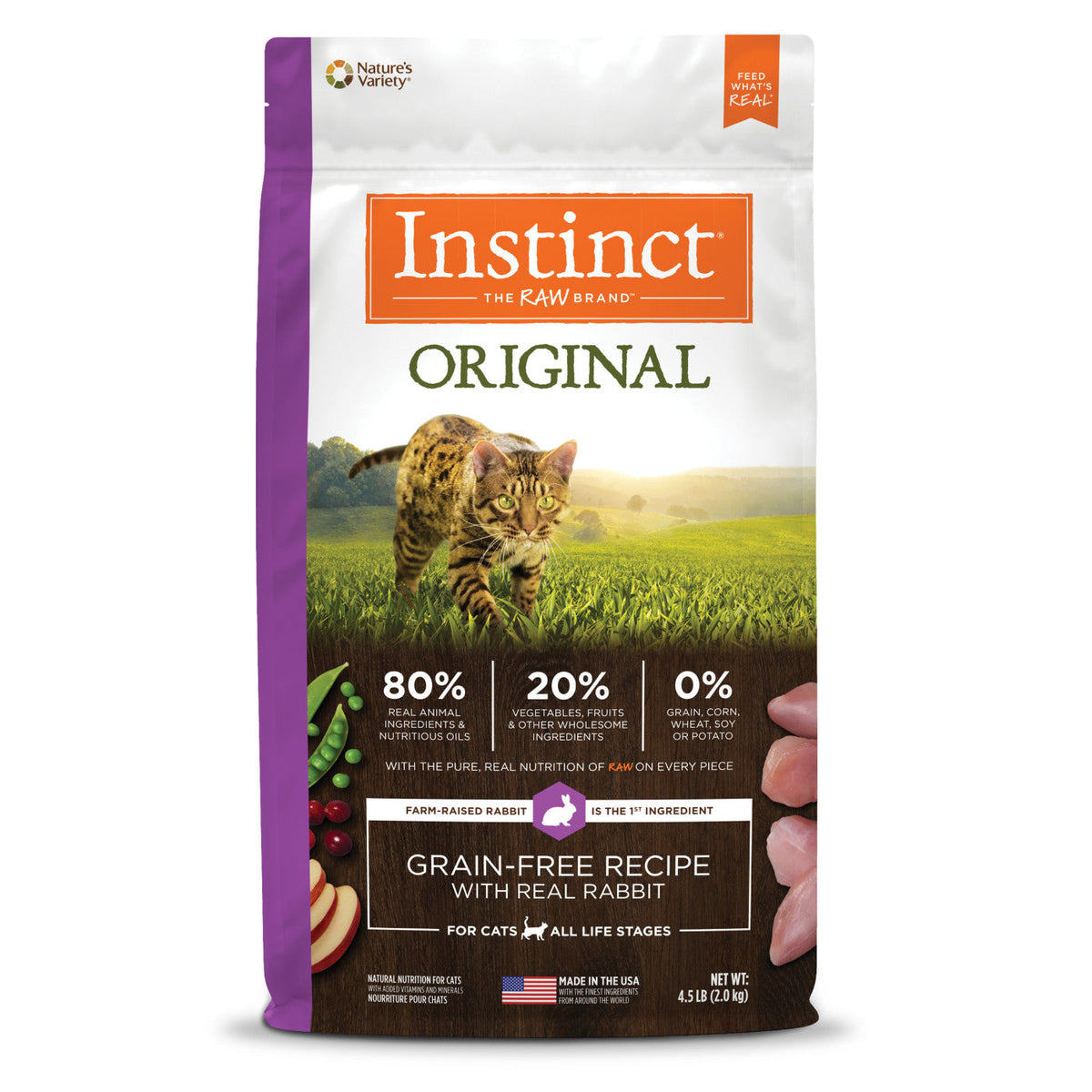 Instinct Original Grain-Free Rabbit Recipe dry cat food bag, 4.5 lb