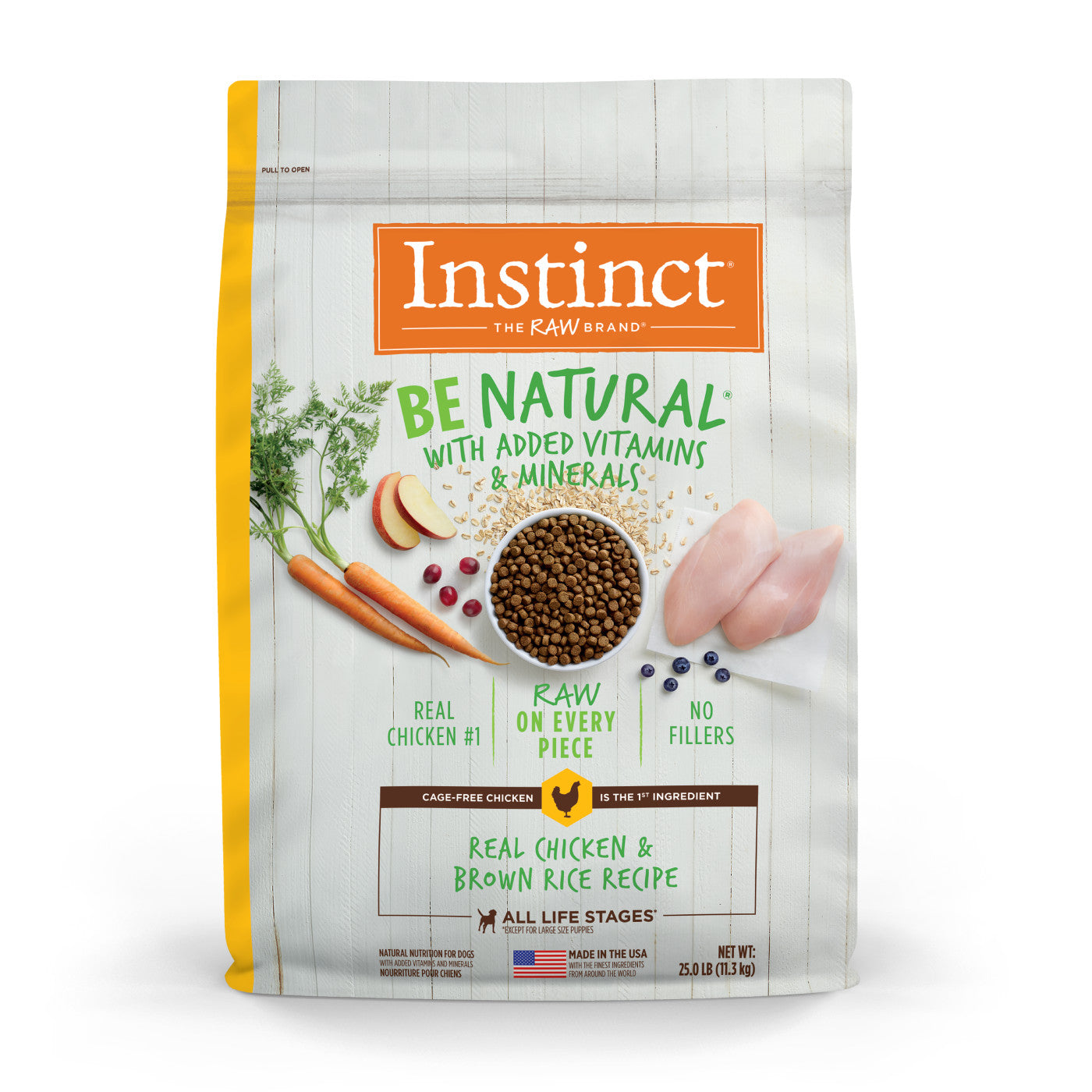 Bag of Instinct Adult Be Natural Chicken and Brown Rice Dry Dog Food (25lb)