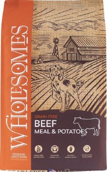 35lb bag of Wholesomes Beef Meal & Potatoes grain-free dry dog food