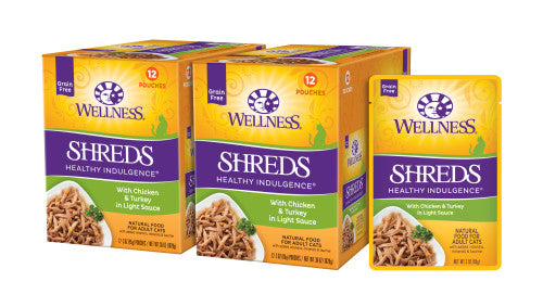 Wellness Adult Pouch Healthy Indulge Shredded Chicken and Turkey, 3-ounce pouch
